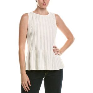 Anne Klein Womens  Bateau Peplum Tank, White